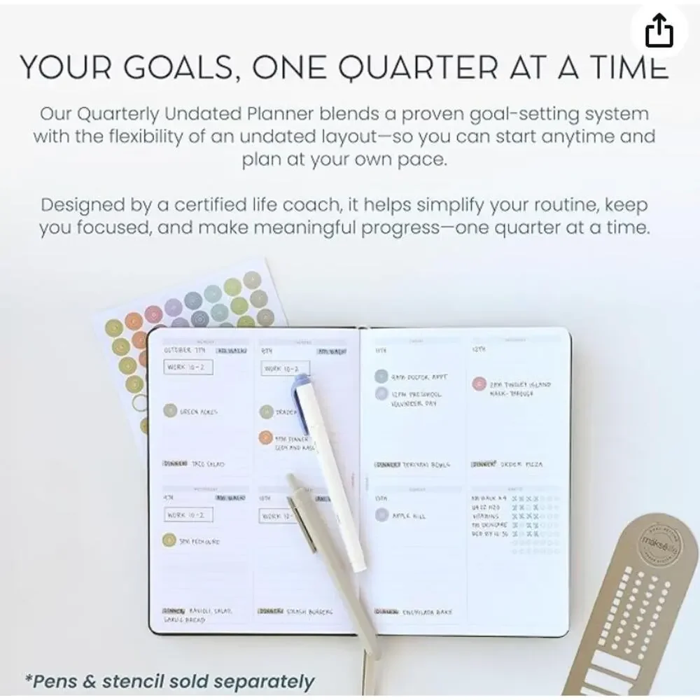 MäksēLife Quarterly Planner Goal Setting Personal Habit Tracker Reflections NEW